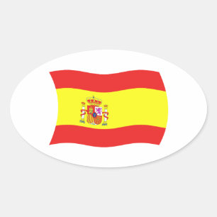 Oval Adesivo da Bandeira da Espanha