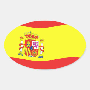 Oval Adesivo da Bandeira da Espanha