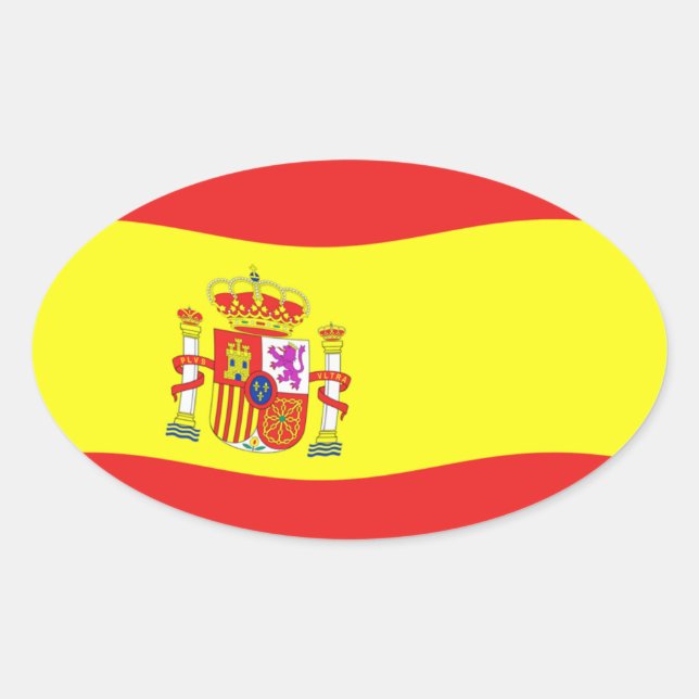 Oval Adesivo da Bandeira da Espanha (Frente)