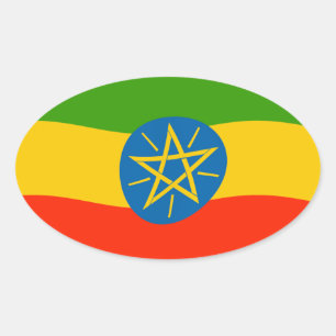 Oval Adesivo da Bandeira da Etiópia