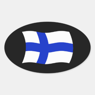 Oval Adesivo da Bandeira da Finlândia