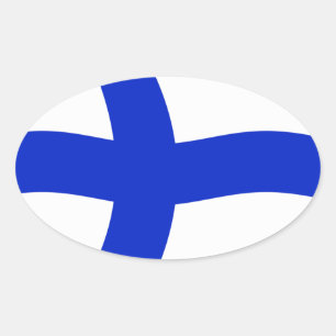 Oval Adesivo da Bandeira da Finlândia