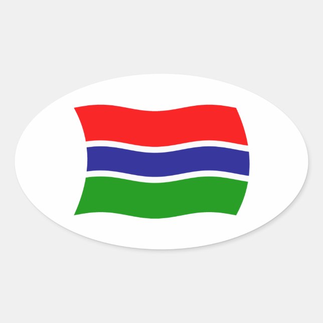 Oval Adesivo da Bandeira da Gâmbia (Frente)