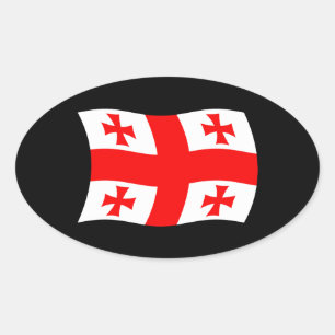 Oval Adesivo da Bandeira da Geórgia