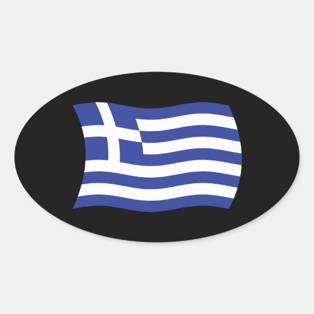 Oval Adesivo da Bandeira da Grécia (Frente)