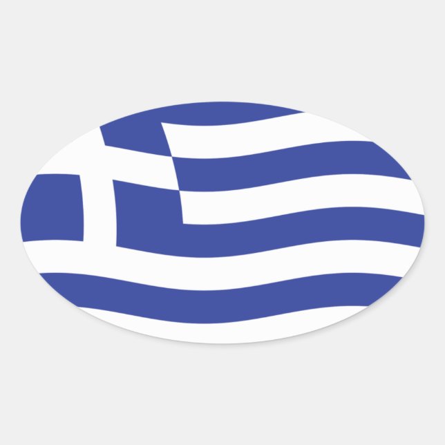 Oval Adesivo da Bandeira da Grécia (Frente)