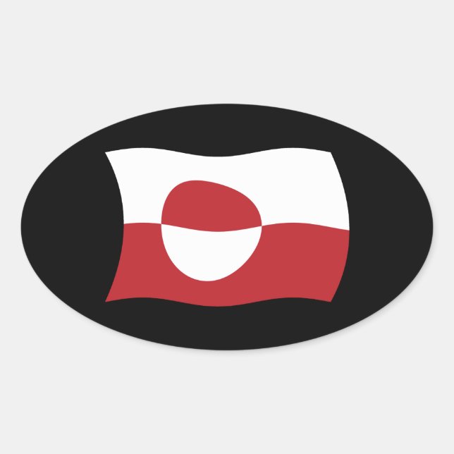 Oval Adesivo da Bandeira da Gronelândia (Frente)