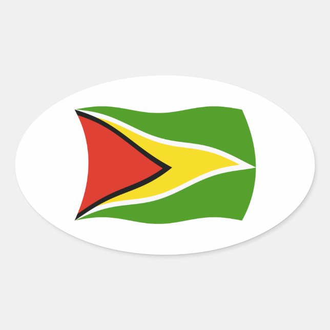 Oval Adesivo da Bandeira da Guiana (Frente)