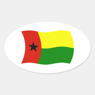 Oval Adesivo da Bandeira da Guiné-Bissau