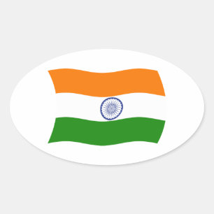 Oval Adesivo da Bandeira da Índia