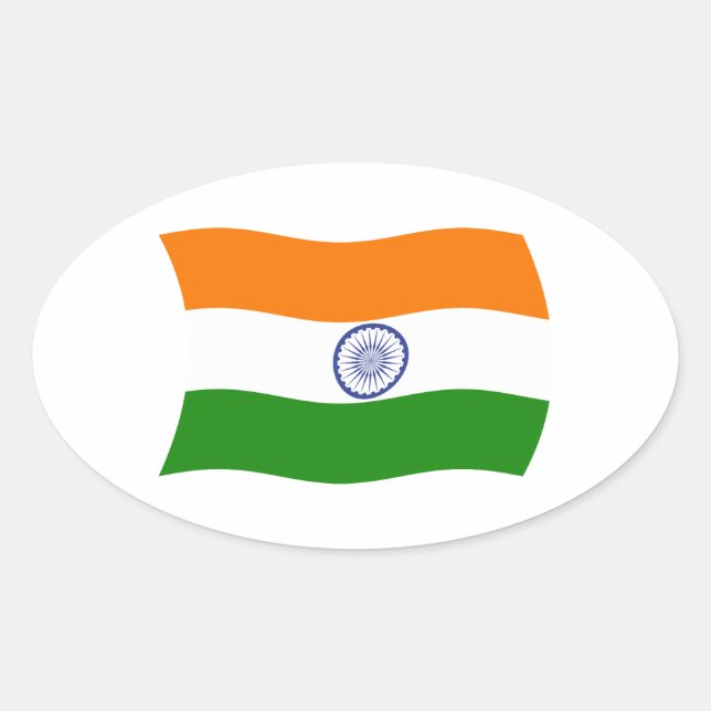 Oval Adesivo da Bandeira da Índia (Frente)