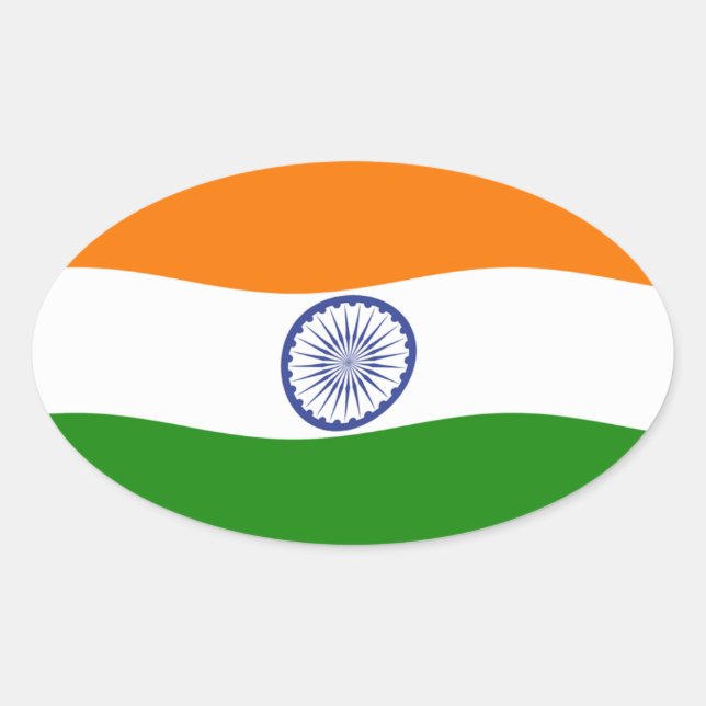 Oval Adesivo da Bandeira da Índia (Frente)