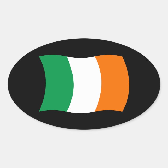 Oval Adesivo da Bandeira da Irlanda (Frente)