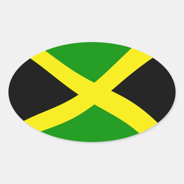 Oval Adesivo da Bandeira da Jamaica (Frente)