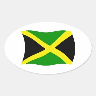 Oval Adesivo da Bandeira da Jamaica