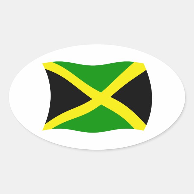 Oval Adesivo da Bandeira da Jamaica (Frente)