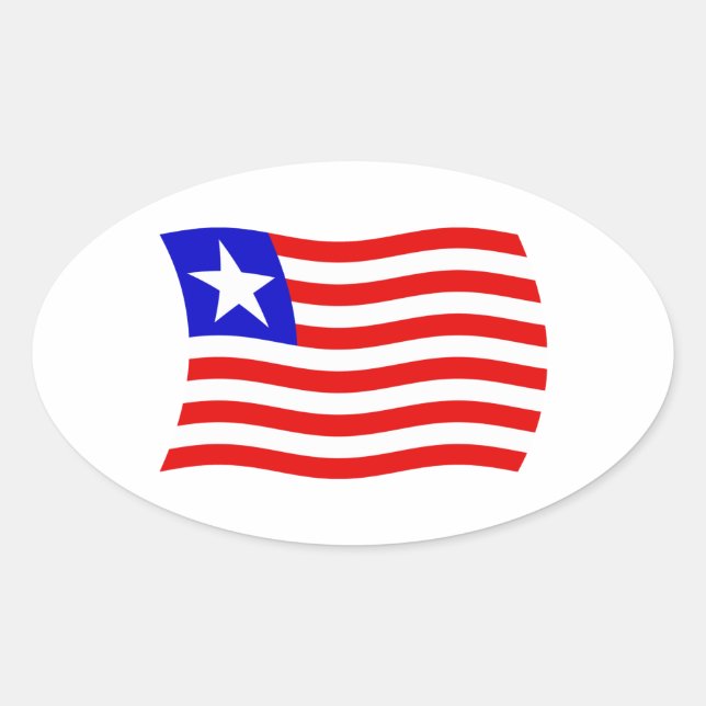 Oval Adesivo da Bandeira da Libéria (Frente)