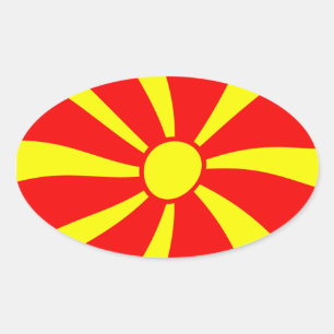 Oval Adesivo da Bandeira da Macedônia