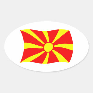 Oval Adesivo da Bandeira da Macedônia