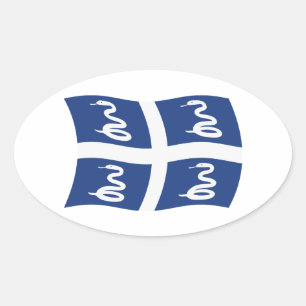 Oval Adesivo da Bandeira da Martinica
