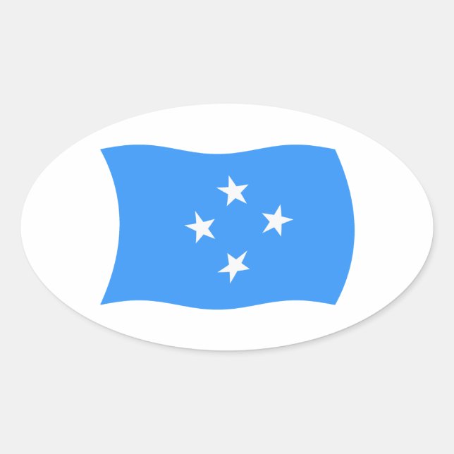 Oval Adesivo da Bandeira da Micronésia (Frente)