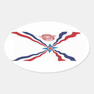 Oval Adesivo da Bandeira da Nação Assíria