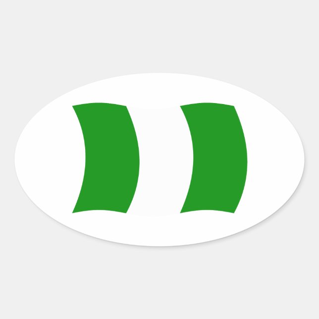 Oval Adesivo da Bandeira da Nigéria (Frente)