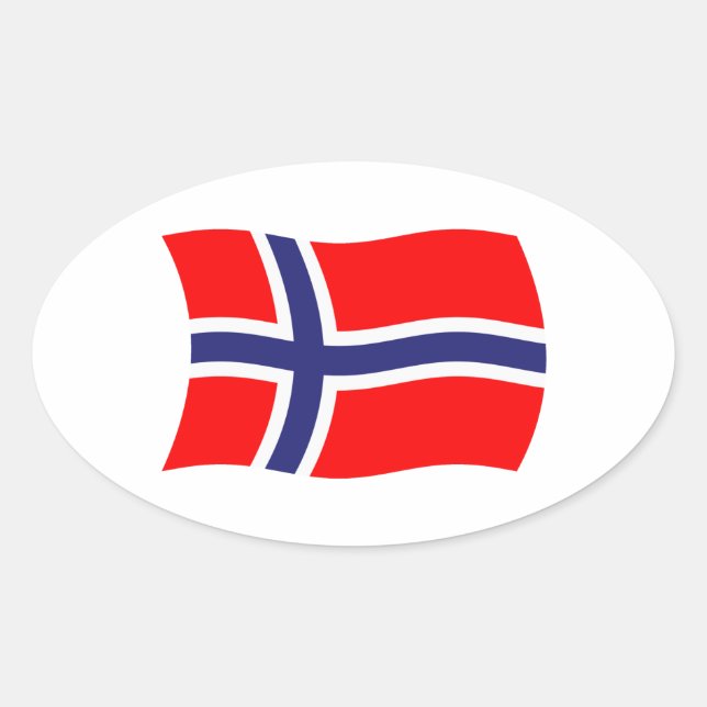 Oval Adesivo da Bandeira da Noruega (Frente)