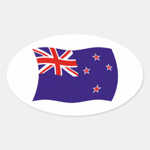 Oval Adesivo da Bandeira da Nova Zelândia