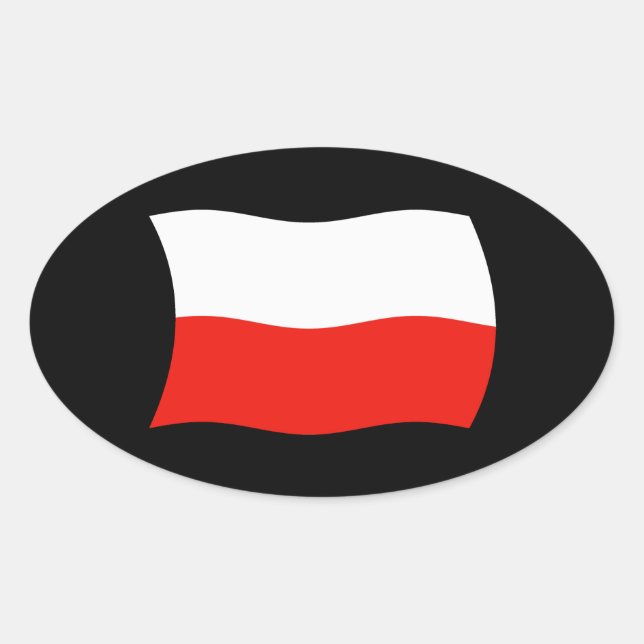 Oval Adesivo da Bandeira da Polônia (Frente)