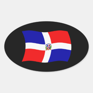 Oval Adesivo da Bandeira da República Dominicana