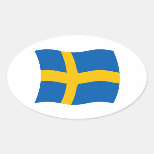 Oval Adesivo da Bandeira da Suécia