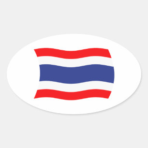 Oval Adesivo da Bandeira da Tailândia