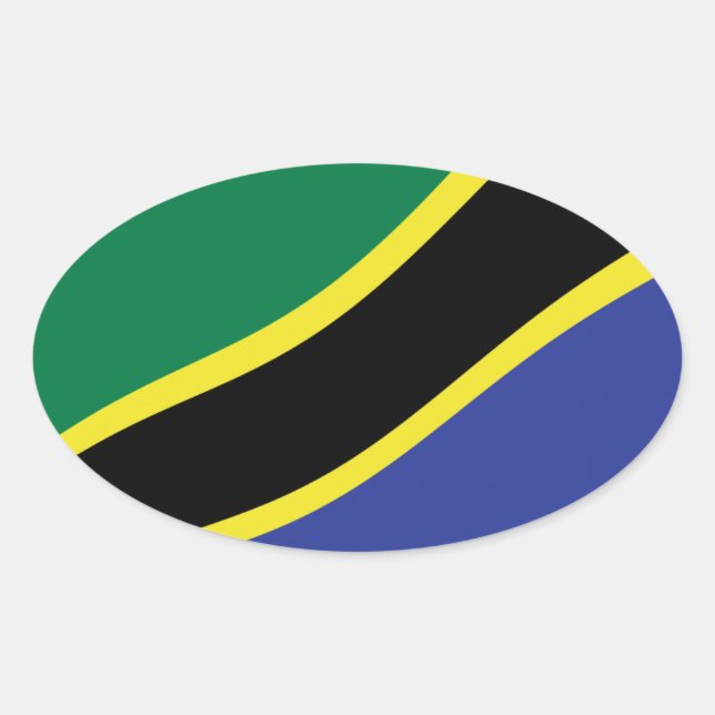 Oval Adesivo da Bandeira da Tanzânia (Frente)