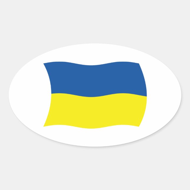 Oval Adesivo da Bandeira da Ucrânia (Frente)
