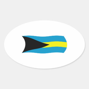 Oval Adesivo da Bandeira das Bahamas