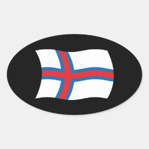 Oval Adesivo da Bandeira das Ilhas Faroé