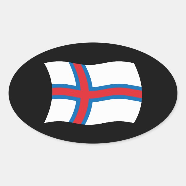Oval Adesivo da Bandeira das Ilhas Faroé (Frente)