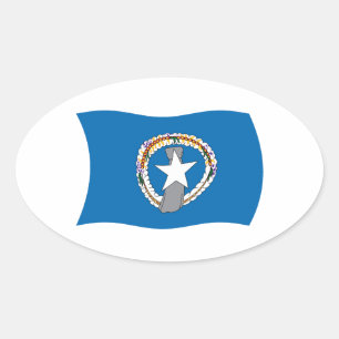 Oval Adesivo da Bandeira das Ilhas Marianas do Norte