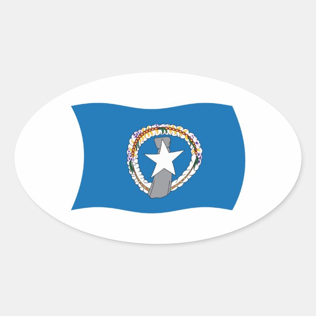 Oval Adesivo da Bandeira das Ilhas Marianas do Norte (Frente)