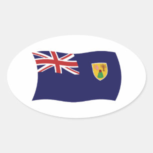 Oval Adesivo da Bandeira das Ilhas Turcas e Caicos
