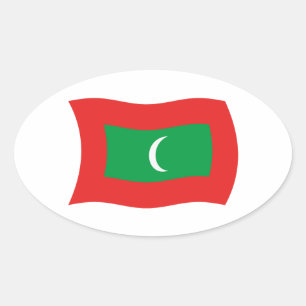 Oval Adesivo da Bandeira das Maldivas