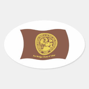 Oval Adesivo da Bandeira das Tribos Shoshone Bannock