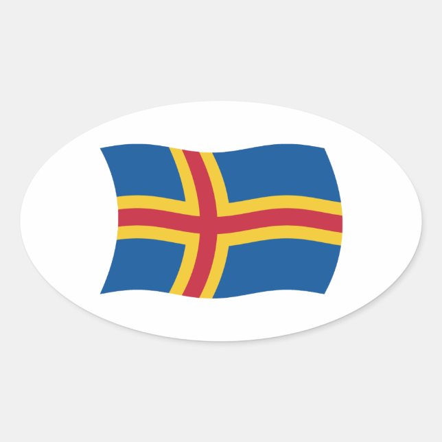 Oval Adesivo da Bandeira de Aland (Frente)