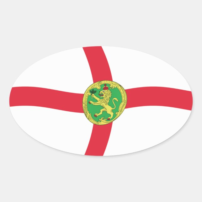 Oval Adesivo da Bandeira de Alderney (Frente)