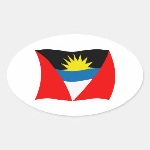 Oval Adesivo da Bandeira de Antígua e Barbuda