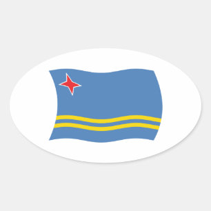 Oval Adesivo da Bandeira de Aruba