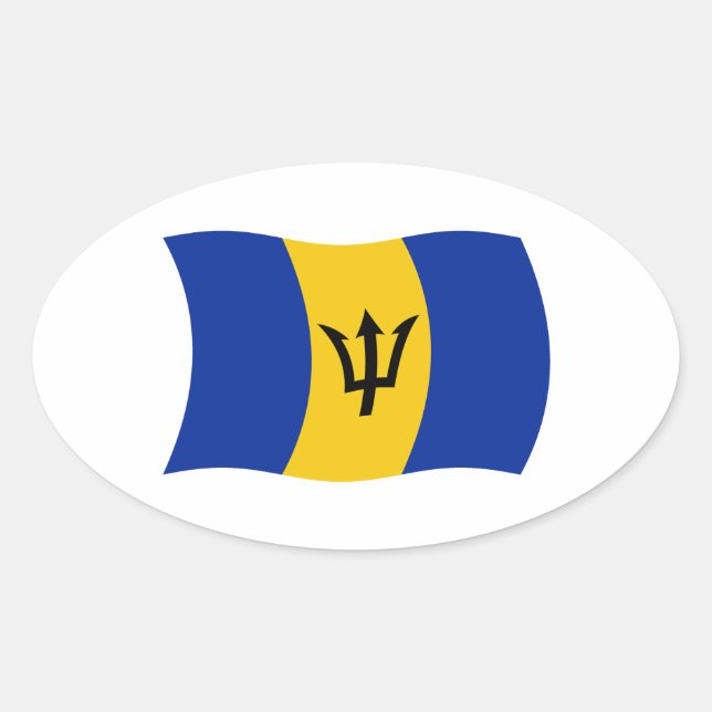 Oval Adesivo da Bandeira de Barbados (Frente)