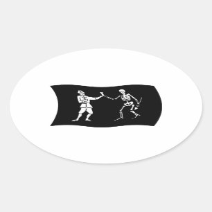 Oval Adesivo da Bandeira de Bartholomew Roberts