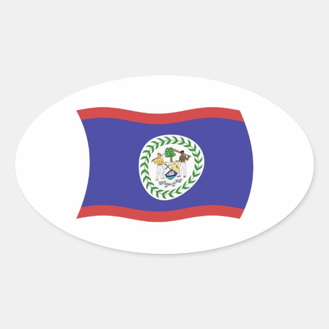 Oval Adesivo da Bandeira de Belize (Frente)